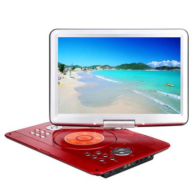 XLTEAM Portable DVD Player, 14.1'' Large Swivel Screen with Remote Controller, Built-in Dual Speakers, Sync TV, Support USB SD Card, for Home Car Outdoor, Red