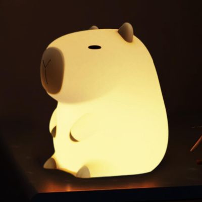 Capybara Night Light, Cute Animal Lamp, Silicone Touch Night Light, Touch Desk Lamp USB Rechargeable Table Light for Children's Room, Bedside, Nursery