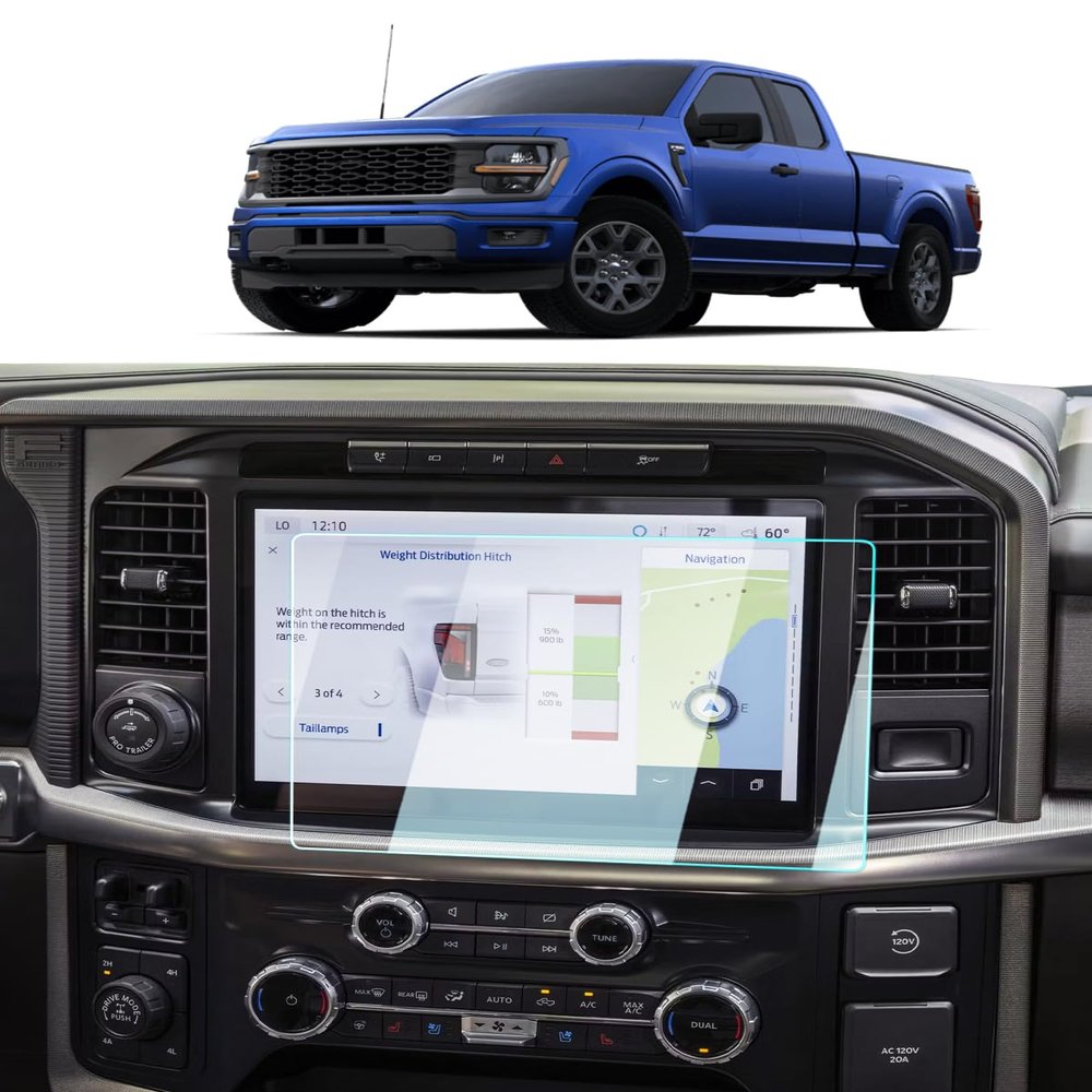 BIXUAN 2 Pack Tempered Glass Screen Protector for 2021-2024 Ford F150 King Ranch/Lariat/Limited/Platinum/Raptor/Tremor/XLT Accessories Navigation 12 Inch Touch Screen Protection Against Scratches