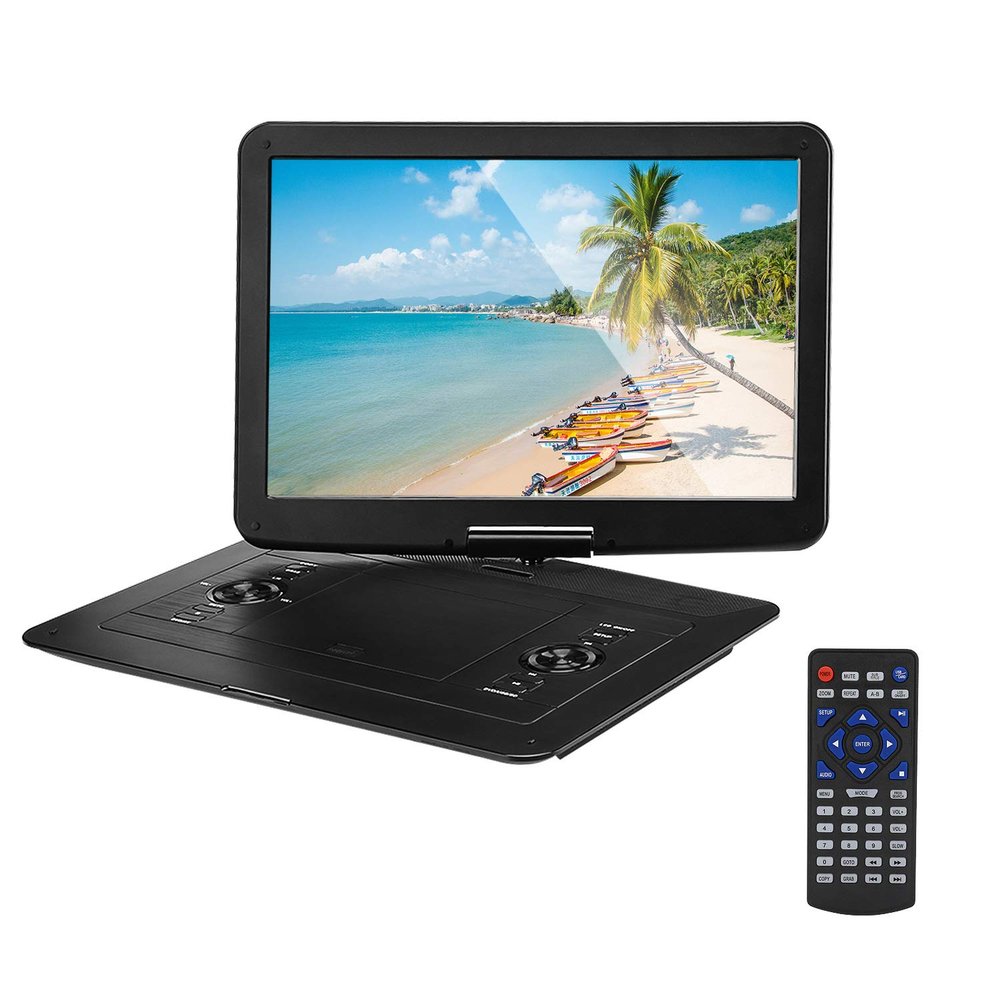 XLTEAM Portable DVD Player, with 15.6" Large HD Swivel Screen, Remote Control, 270 Adjustable Angle, 8 Hours Rechargeable Battery, Power Off Memory, Supports All-Region, for Car, Home