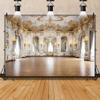 Laeacco 12x10ft Luxurious Palace Backdrop White Gold Palace Hall Ballroom Chandelier Arch Doors Photography Background Wedding Ceremony Birthday Bridal Shower Party Cake Table Banner Photo Booth Prop view 4