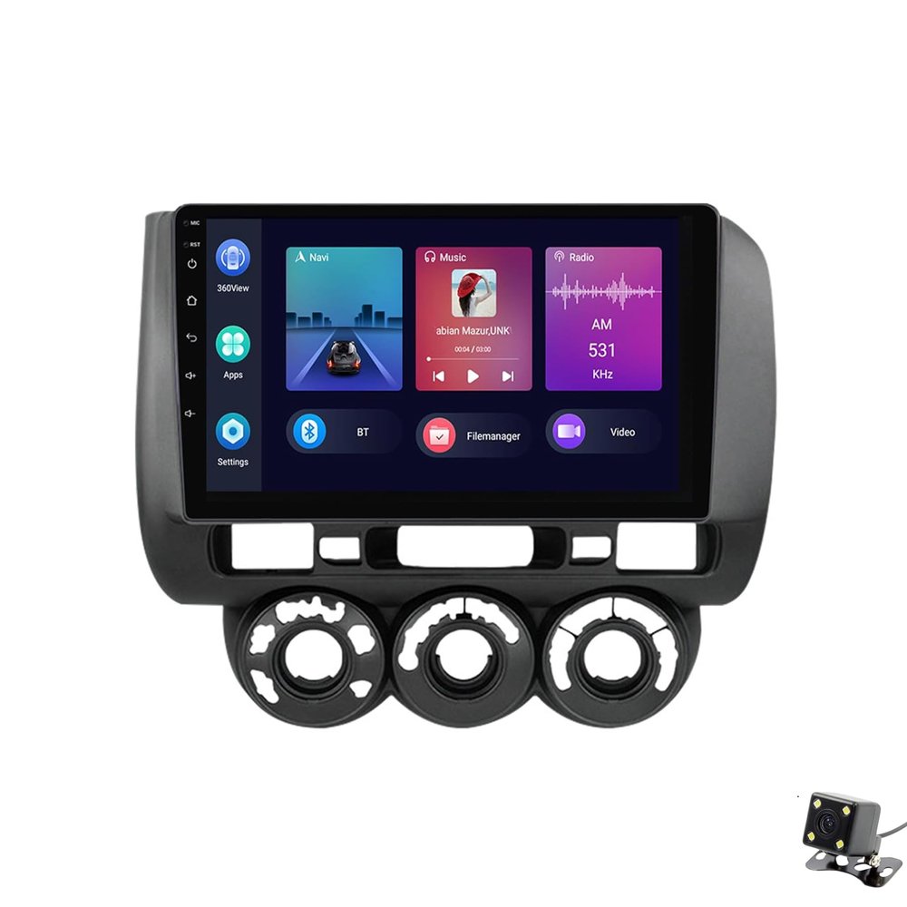 ADMLZQQ Android 11 Car Stereo Double Din Radio for Honda Jazz City 2002-2007 GPS Navigation 9'' Multimedia Player Bluetooth Video Receiver with Car-Play 4G WiFi SWC USB Back Camera,Y1 1+16g