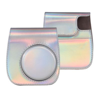 Andoer Instant Camera Storage Case PU Leather Camera Bag Magnetic Buckle with Shoulder Strap Compatible with Fujifilm Instax Mini 12 11 9 8, Grey