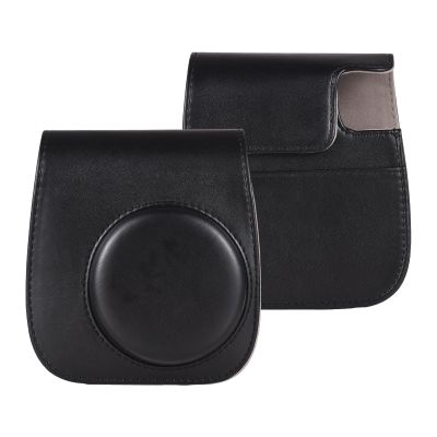 Andoer Instant Camera Storage Case PU Leather Camera Bag Magnetic Buckle with Shoulder Strap Compatible with Fujifilm Instax Mini 12 11 9 8, Black