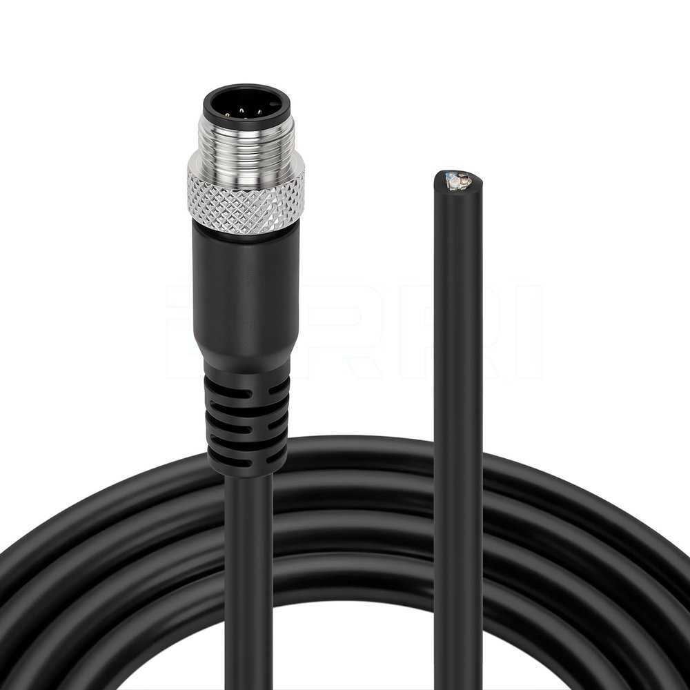 DRRI M12 8-Pins Male Sensor Connector to Fly Lead Waterproof Electrical Shield Cable for Automation Application (M12 8P Male Cable, 1M)