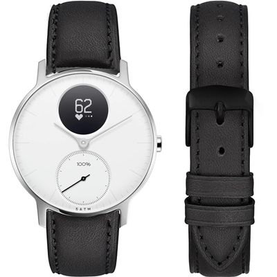 Lamshaw Compatible for Withings Smartwatch Bands, 18mm, 20mm Quick Release Genuine Leather Wristband Replacement Band for Women, Man, Wristband Accessories (18mm size band, Black)