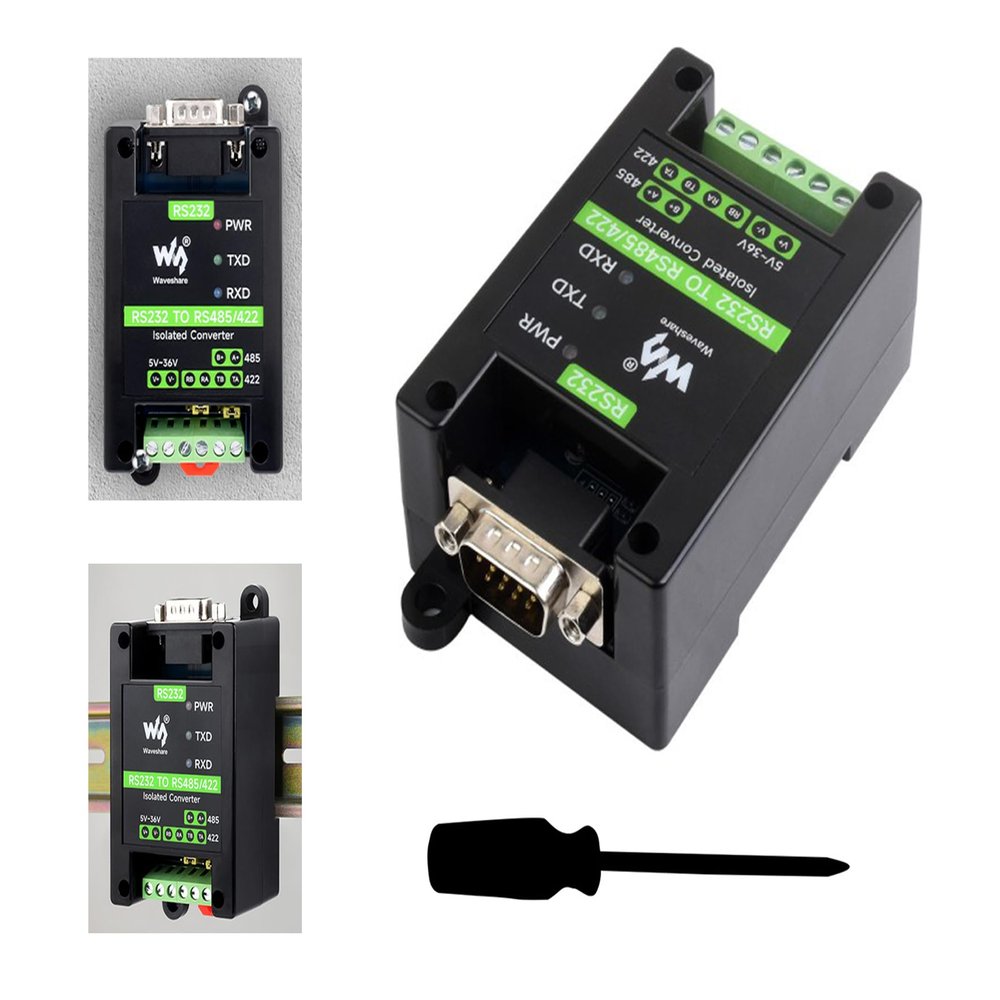 Isolated RS232 to RS485/422 Serial Adapter Converter with SP3232EEN and SP485EEN Chips, 300~921600bps Stable Transmission Onboard Multiple Protections (DB9 Male Port)