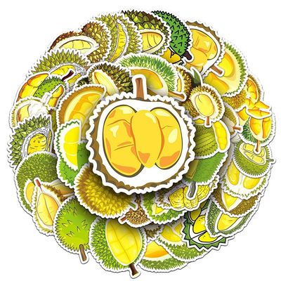 Ratgoo 50 Pcs Cartoon Durian Stickers Pack Quirky Yellow Fruit Waterproof Vinyl Decal Stickers for Water Bottles Laptop Luggage Cup Skateboard Guitar Journal Scrapbook