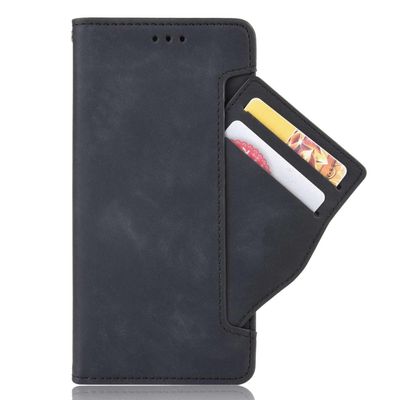 Case for iPhone iPod Touch 7.PU Leather Flip Case Cover with Movable Card Slots.Bracket Design-Black