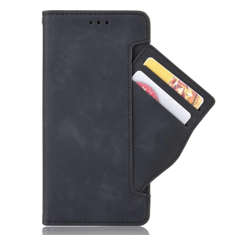 Case for iPhone iPod Touch 7.PU Leather Flip Case Cover with Movable Card Slots.Bracket Design-Black