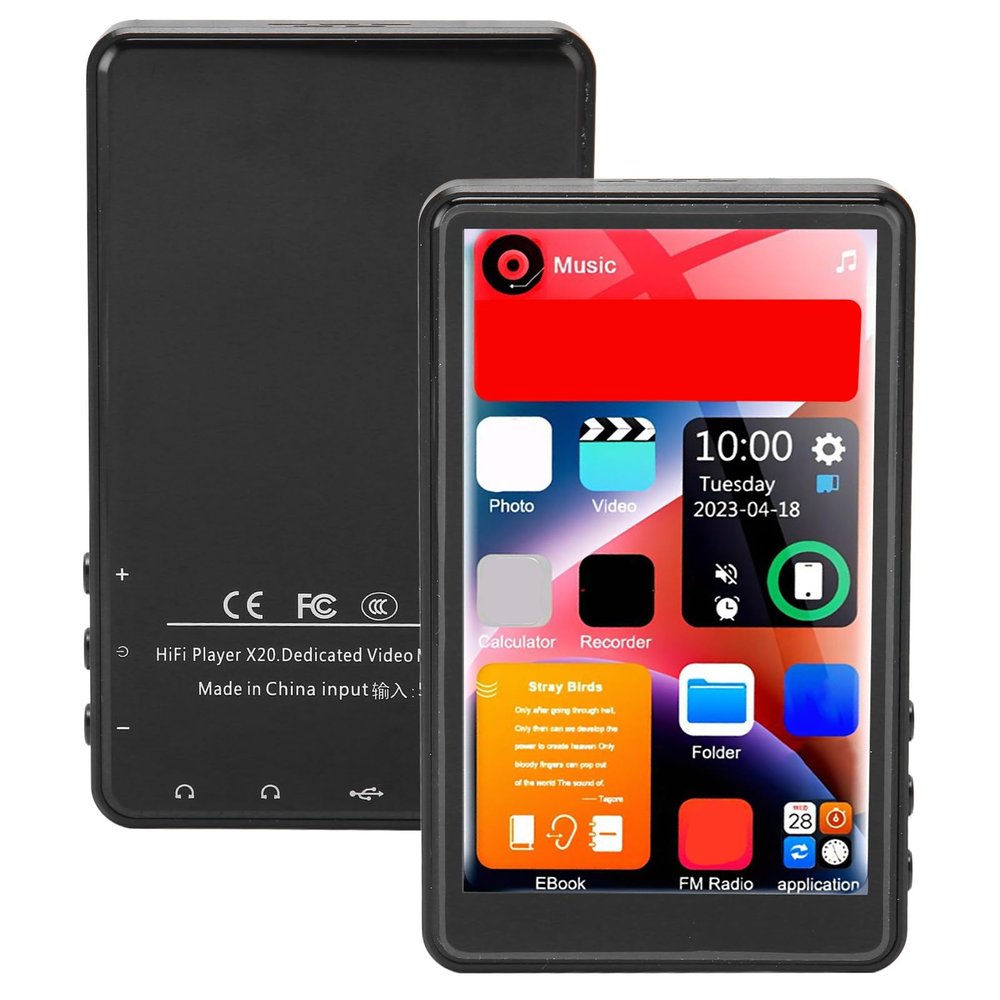 16GB MP3 Player with BT, 4 inch Full Touch Screen, Digital Lossless Music Player with 1080P Video Playback, FM Radio, E Book, Recording, Memory Card Included (16GB RAM and 128GB