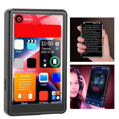 16GB MP3 Player with BT, 4 inch Full Touch Screen, Digital Lossless Music Player with 1080P Video Playback, FM Radio, E Book, Recording, Memory Card Included (16GB RAM and 256GB
