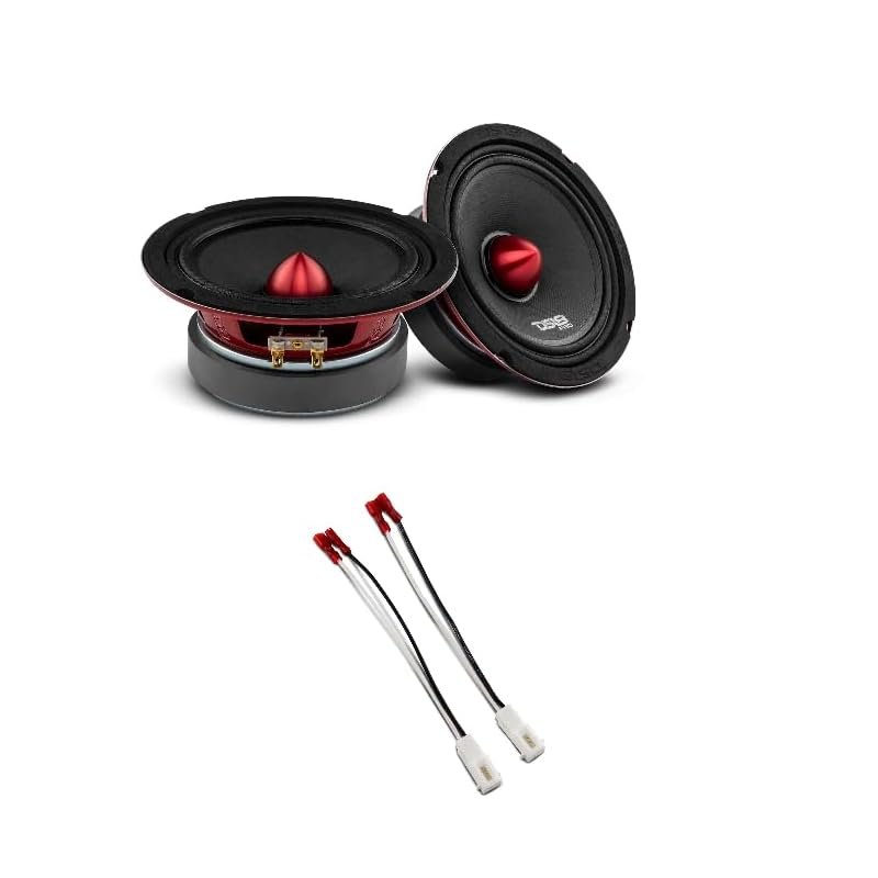 DS18 Car Speakers Bundle - 2X PRO-X6.4BM Loudspeaker & JC-S Adapter - 6.5" Midrange Red Aluminum Bullet 500W Max 250W RMS 4 Ohm Seamless Installation Compatible with Jeep Wrangler/Chrysler/Dodge