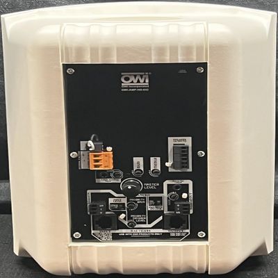 OWI AMP-HD-602-1W 20-Watt Amplified Surface Mount Speaker; 6-Inch Woofer; Comes with 15Volt DC Level V Power Supply; CAT5 Input and Output for Connection with OWI AMP and Devices; White