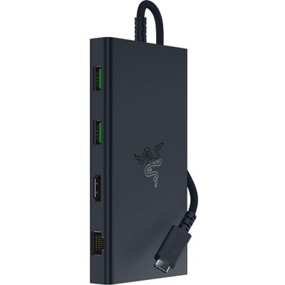 Razer USB C Dock 11-Port Travel Charging Station for Windows Mac Laptop iPad Surface Chromebook Galaxy Tab: Type C, HDMI, Ethernet, MicroSD - 4K 60 Hz Display - 85 W Tablets + Mobile Fast Charge