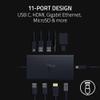Razer USB C Dock 11-Port Travel Charging Station for Windows Mac Laptop iPad Surface Chromebook Galaxy Tab: Type C, HDMI, Ethernet, MicroSD - 4K 60 Hz Display - 85 W Tablets + Mobile Fast Charge view 2