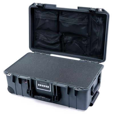 ColorCase Pelican Air 1535 Carry-on Case Graphite - Medium Size Waterproof Case with Pick & Pluck Foam & Mesh Lid Organizer - Black Handles, Latches & Trolley