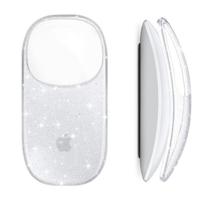 B BELK Cover Compatible with Apple Magic Mouse 1&2, Ultra Thin Transparent Plastic Hard Case for Magic Mouse, 3-Layer Drop-Resistant and Dust Proof Protective Skin with Glitter Pattern Design