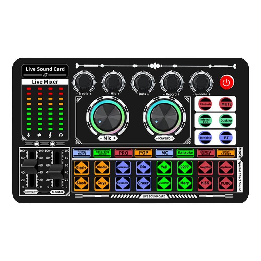YTHYTHYTH Podcasting Voice Changer Music Multiple Effects Gaming Audio Mixer Party Singing Live Sound Card Phone Computer USB Rechargeable