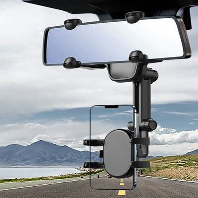 YTHYTHYTH 360 Degree Rotation Retractable Car Phone Holder Clip On Safe Driving Interior Accessory Multifunctional for Rearview Mirror