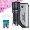 BEBANG Pocket Microscope,60X-120X Handheld Mini Microscope for Kids with LED Lighted Zoom, Portable Microscope Kits with 5 Pcs Slides for Adults Microbiological Observation Preschool Home Study Gifts view 1