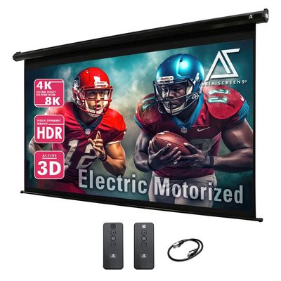 Akia Screens 125" Motorized Projector Screen 16:9, 8K/4K HD, Electric Drop Down with Remote, Ceiling or Wall Mount, AK-MOTORIZE125H2