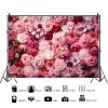 20x10ft Flower Backdrop Pink Red Rose Flowers Floral Wall Photography Background Birthday Baby Shower Wedding Party Banner Decorations Supplies Photo Booth Props view 2