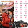 Video Camera 4K Camcorder with 10X Optical Zoom & 120X Intelligent Zoom, 4K 30MP WiFi YouTube Video Streaming Camera 3.0" IPS Touch Screen Digital Camera with Microphone, Wide Angle Lens, 32G Card view 2