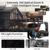 Video Camera 4K Camcorder with 10X Optical Zoom & 120X Intelligent Zoom, 4K 30MP WiFi YouTube Video Streaming Camera 3.0" IPS Touch Screen Digital Camera with Microphone, Wide Angle Lens, 32G Card view 3