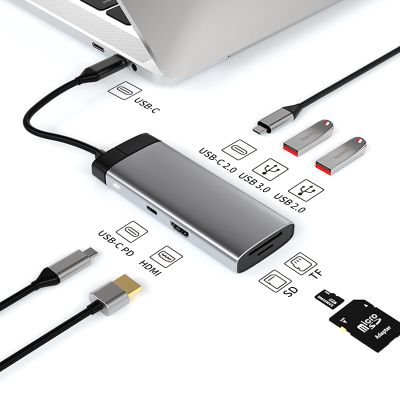Type c Hub USB c Hub 7 in 1 Type-C to PD 100W USB3.0 USB2.0 HD-MI USB-C2.0 SD TF Docking Station for MacBook laptops