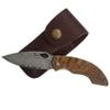 Tungyi Damascus Steel Folding Pocket Knife, 2.9 Blade with Leather Sheath, Small Knife Perfect for Any Occasion, Birthday, Anniversary, Wedding, Gift view 1