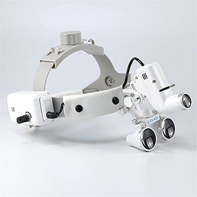 Tankredrug 2.5X420mm Binoculars Optical Glasses Operating Examination Headband Loupe with ENT 5W LED White Headlight 65000lux