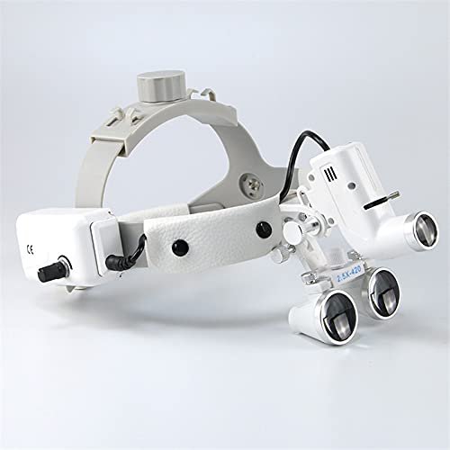 Tankredrug 2.5X420mm Binoculars Optical Glasses Operating Examination Headband Loupe with ENT 5W LED White Headlight 65000lux