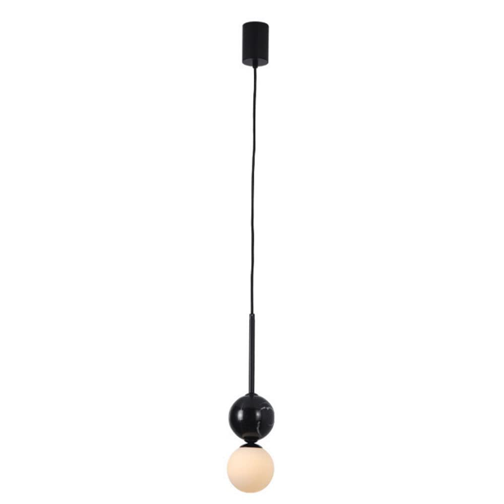 SteFik Modern Minimalist Dining Room Chandelier,Black Spherical Glass Lampshade Pendant Light,Bedroom Bedside Art Decorative Lamp,Hanging Lamp,Pendant