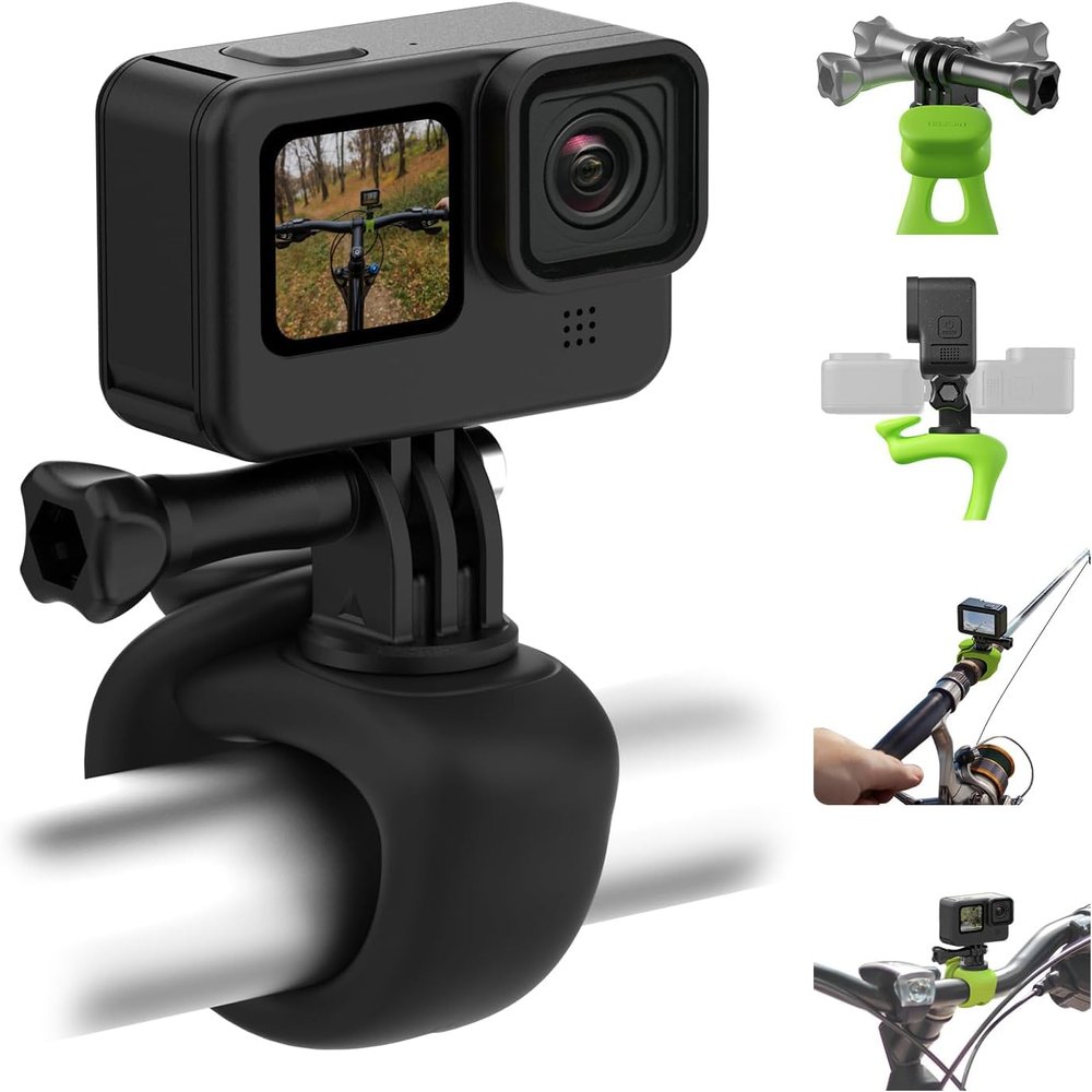 TELESIN Camera 360 Strap Mount Flexible Wrap Band Bike Motorcycle Handlebar Tube Roll Bar Stick Pole Ski Holder Accessories for GoPro Hero 13 12 11 Insta360 X5 DJI Osmo Nano Action 5 6 Pocket 3 AKASO