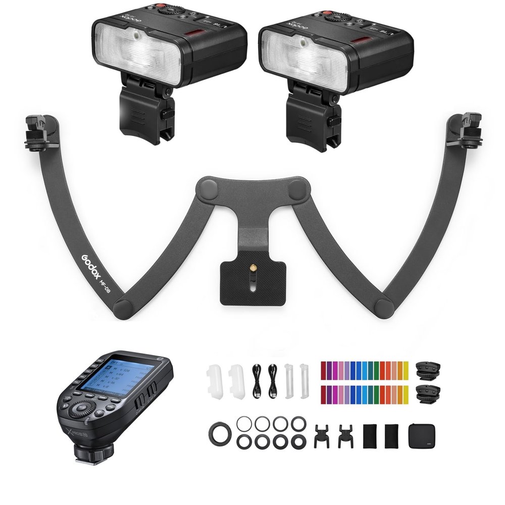 Godox MF12-K2 2PCS Macro Flash, MF12-K2 2.4G 12W TTL Macro Flash Mini Speedlite 2-Light Kit with Xproii-N for Nikon Camera for Macro Photography