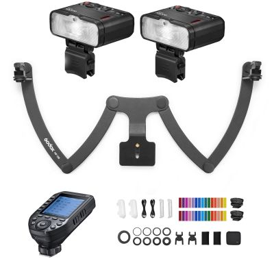 Godox 2PCS Macro Flash MF12-K2 Kit, 2.4G 12W TTL Macro Flash Mini Speedlite, Black, Compatible with Canon, Nikon, Sony, Fuji, Olympus Shoe Mount, 2-Pack