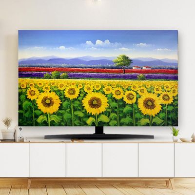 TV Cover TV Dust Cover Cloth Indoor Printing Art Decoration Cover 32-80 Inches Indoor Screen Dustproof Protect Soft LCD,LED Universal Hanging Desktop Curved Monitor Protector Cover for Living Room