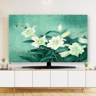 TV Cover TV Dust Cover Cloth Indoor Printing Art Decoration Cover 32-80 Inches Indoor Screen Dustproof Protect Soft LCD,LED Universal Hanging Desktop Curved Monitor Protector Cover for Living Room