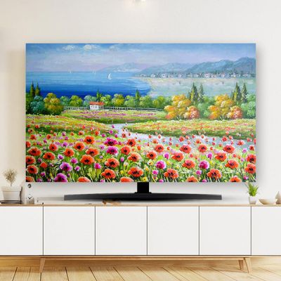 TV Cover TV Dust Cover Cloth Indoor Printing Art Decoration Cover 32-80 Inches Indoor Screen Dustproof Protect Soft LCD,LED Universal Hanging Desktop Curved Monitor Protector Cover for Living Room