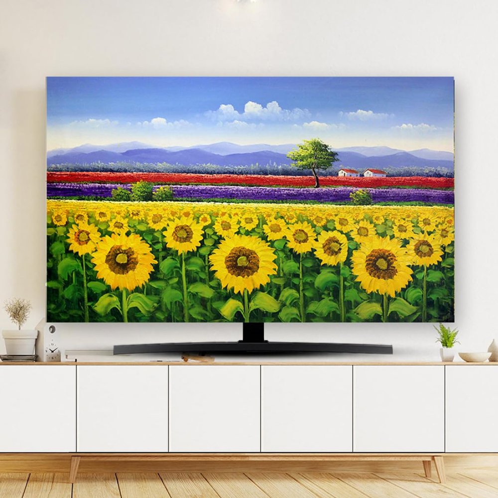 TV Cover TV Dust Cover Cloth Indoor Printing Art Decoration Cover 32-80 Inches Indoor Screen Dustproof Protect Soft LCD,LED Universal Hanging Desktop Curved Monitor Protector Cover for Living Room