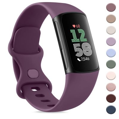 AK Sport Band Compatible with Fitbit Charge 6 Bands/Fitbit Charge 5 Bands Women Men, Classic Soft Replacement Straps Wristbands for Fitbit Charge 6/5 Advanced Fitness & Health Tracker (Purple,Large)