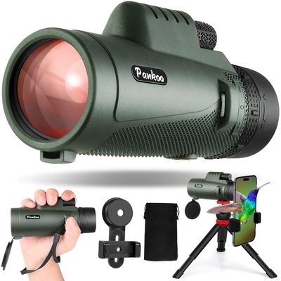 Pankoo 40X60 Monocular Telescope with Smartphone Holder & Upgraded Tripod, 2024 BAK4 Prism FMC Monoculars for Adults, HD Monocular Scope for Bird Watching Hiking Concert Camping Travelling