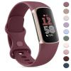 AK Sport Band Compatible with Fitbit Charge 6 / 5 Bands, Classic Soft Replacement Straps Wristbands for Fitbit Charge 6 / 5 Advanced Fitness & Health Tracker (Wine Red) view 1