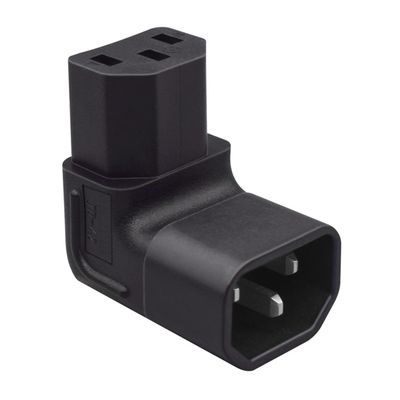 cablecc IEC Male C14 to Down Right Angled 90 Degree IEC Female C13 Power Extension Adapter AC Converter