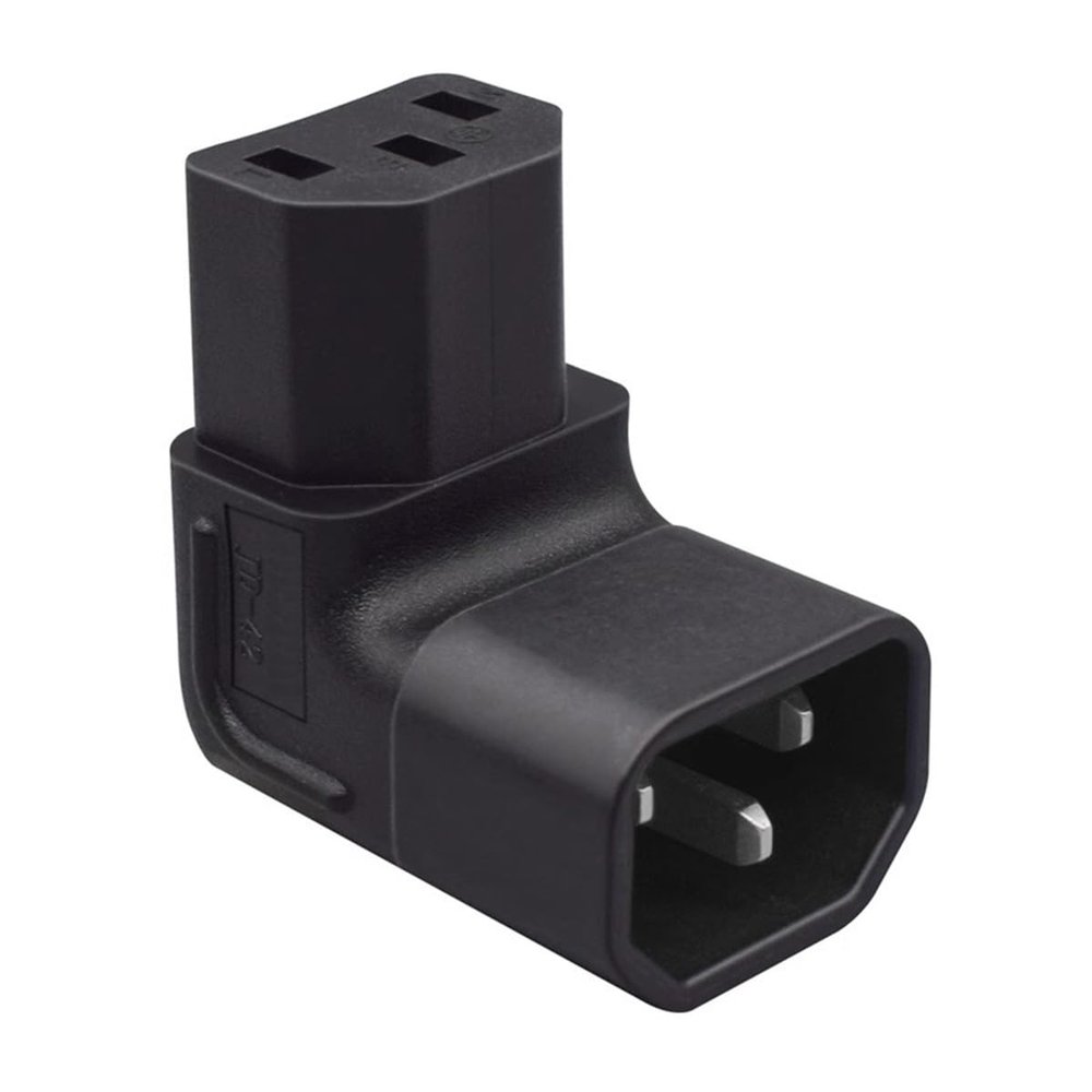 cablecc IEC Male C14 to Down Right Angled 90 Degree IEC Female C13 Power Extension Adapter AC Converter