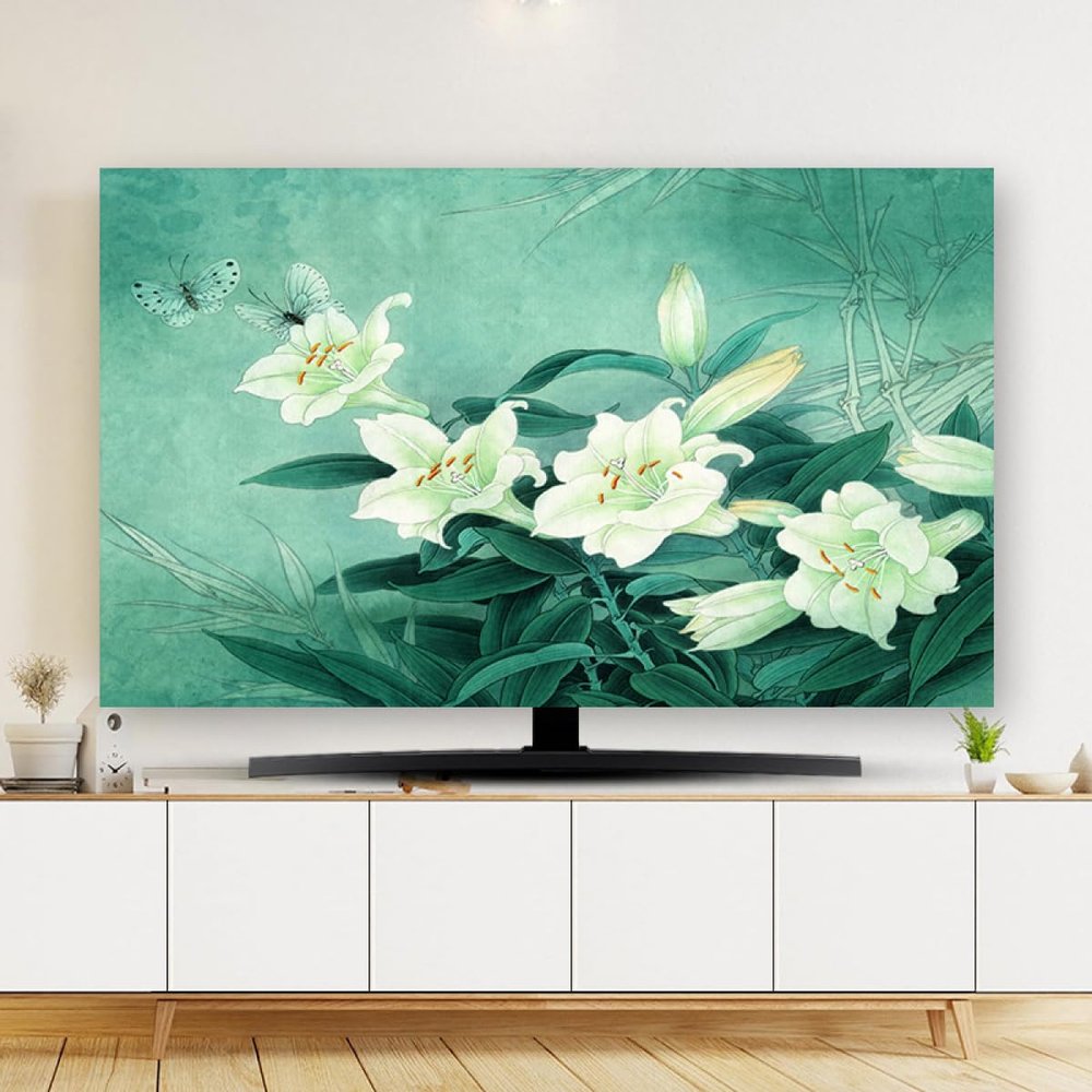 TV Cover TV Dust Cover Cloth Indoor Printing Art Decoration Cover 32-80 Inches Indoor Screen Dustproof Protect Soft LCD,LED Universal Hanging Desktop Curved Monitor Protector Cover for Living Room