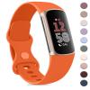 AK Sport Band Compatible with Fitbit Charge 6 Bands/Fitbit Charge 5 Bands Women Men, Classic Soft Replacement Straps Wristbands for Fitbit Charge 6/5 Advanced Fitness & Health Tracker (Orange,Small) view 1
