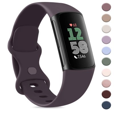 AK Sport Band Compatible with Fitbit Charge 6 Bands / Fitbit Charge 5 Bands Women Men, Classic Soft Replacement Straps Wristbands for Fitbit Charge 6 / 5 Advanced Fitness & Health Tracker (Dark