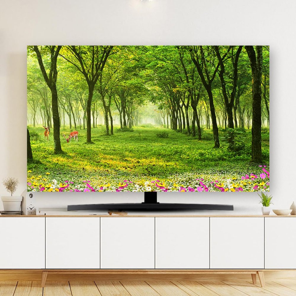 TV Cover TV Dust Cover Cloth Indoor Printing Art Decoration Cover 32-80 Inches Indoor Screen Dustproof Protect Soft LCD,LED Universal Hanging Desktop Curved Monitor Protector Cover for Living Room